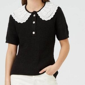 MUNTHE Ned Knit Short Sleeve In Black Size 4 NWT'S